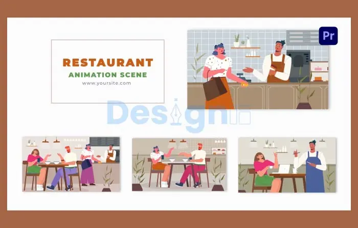 Flat Vector Design People in a Restaurant Dining Scene Animation